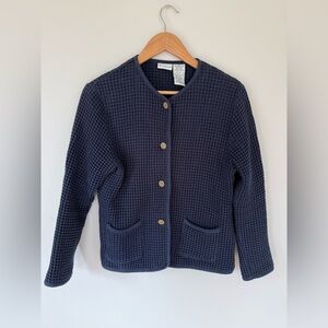 Adorable White Stag Waffle Knit Cardigan